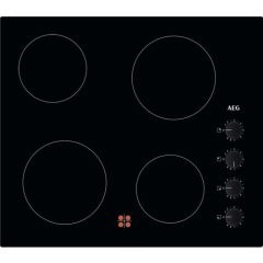 AEG HK614000CB Black 60Cm Ceramic Hob, 4 Cooking Zones, Rotary Side Controls