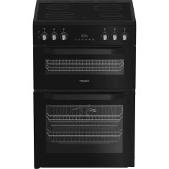 Hotpoint HDE6VDC2B1 Black 60cm Double Oven Electric Cooker with Ceramic Hob - Black